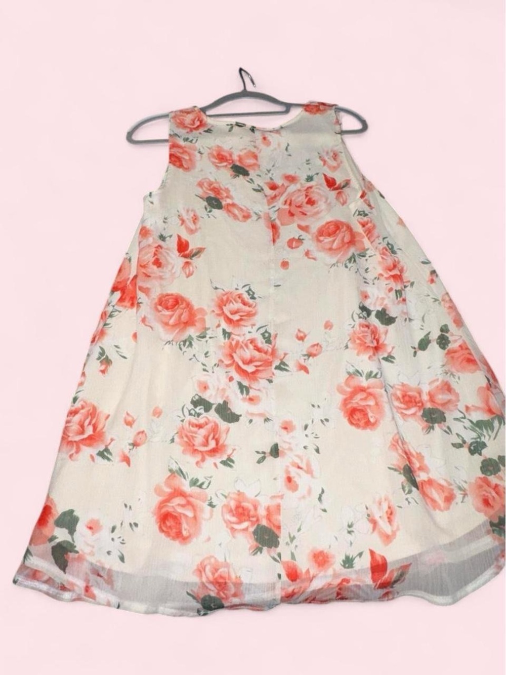 Zenana Outfitters White Mini Dress with Coral Rose Print